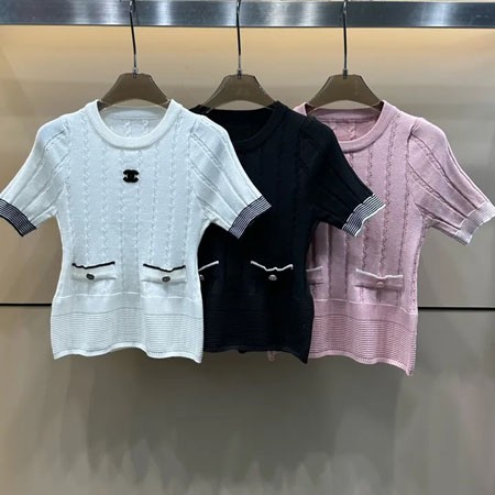 シャネル 半袖 ニット Tシャツ レディース 薄手 春夏対応