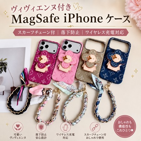 ルイヴィトン magsafe iPhone17 17promaxケース ヴィヴィエンヌ 飾り かわいい