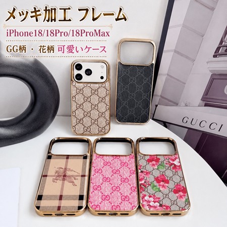 グッチ GGキャンバス 花柄、バーバリーチェック柄 iPhone18/18promaxケース バンパー メッキ加工