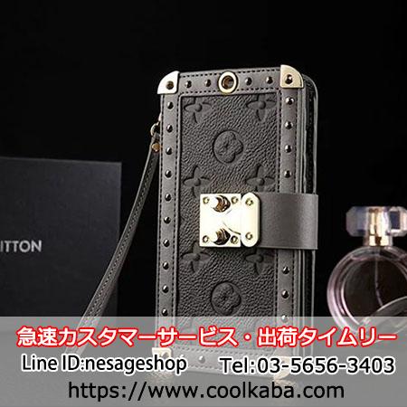 iPhoneX ケース ルイヴィトン iphone7plusケース 手帳型 リベット付き lv アイフォンX/8ケース ビジネス風