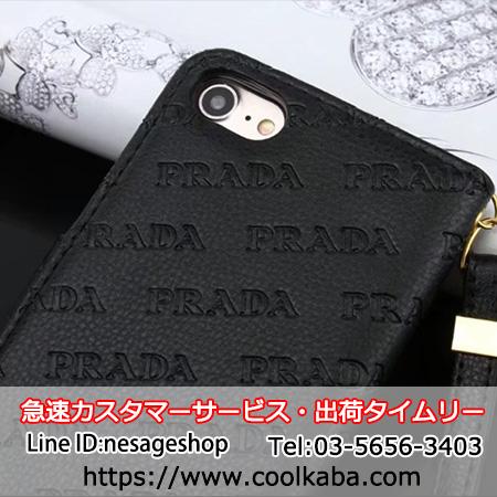 prada iphone8ケース ストラップ付き