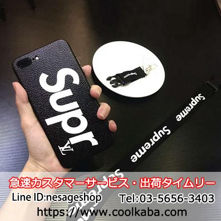 シュプリーム iphone8ソフトケース ネックストラップ