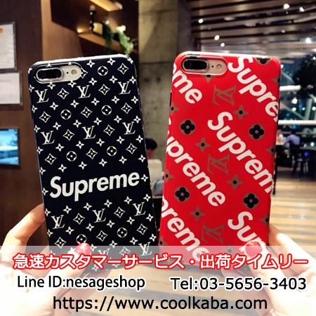 iphone8/8 plus ペアケース シュプリーム ルイヴィトン ソフト