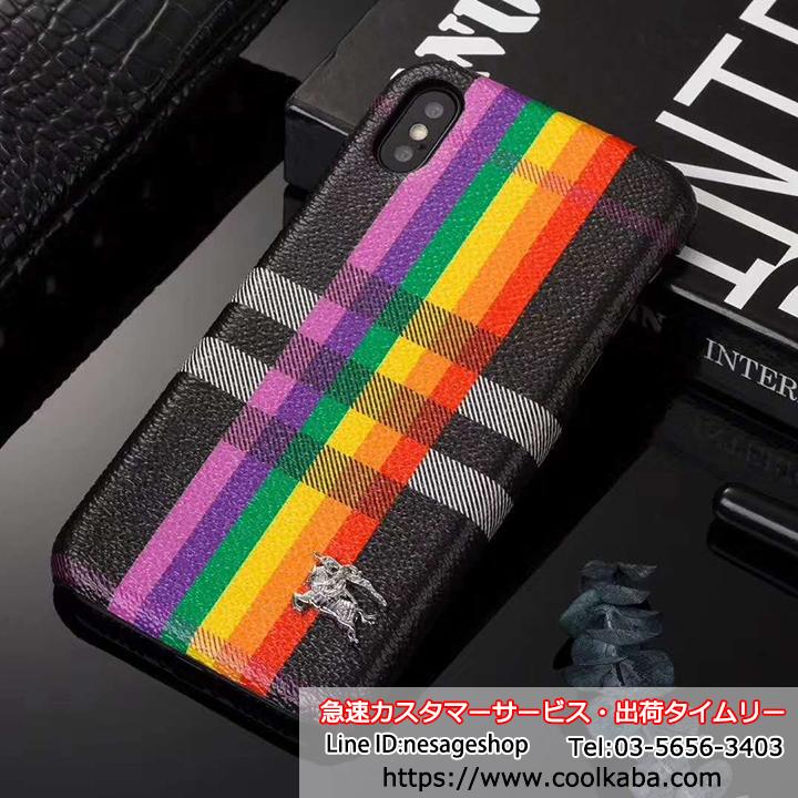 バーバリー iPhoneX XSケース 虹色