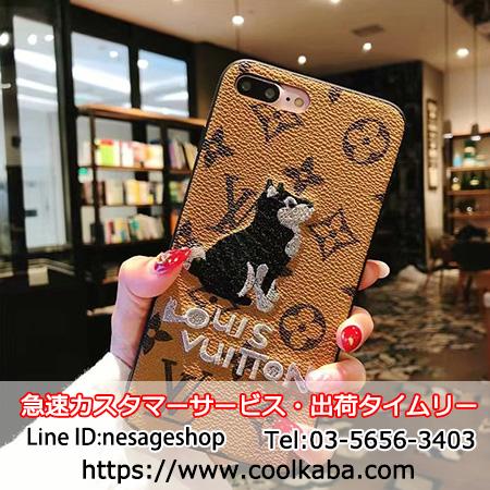Lv Iphonex 犬ケース 刺繍入れ アイフォン8 8plus ヴィトンカバー 可愛い Iphone Xplus携帯ケース ルイビトン