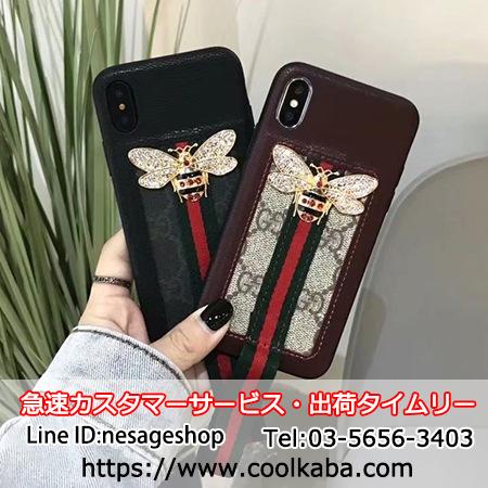 グッチ Iphone Xケース ストラップ付き Gucci Iphone 8カバー Iphone8plusケース デコ蜜蜂入れ