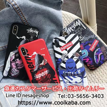 ステューシー Supreme Iphonexsケース Iphone8plusカバー 個性 シュプリーム Off White アイホンxr Xsmaxケース