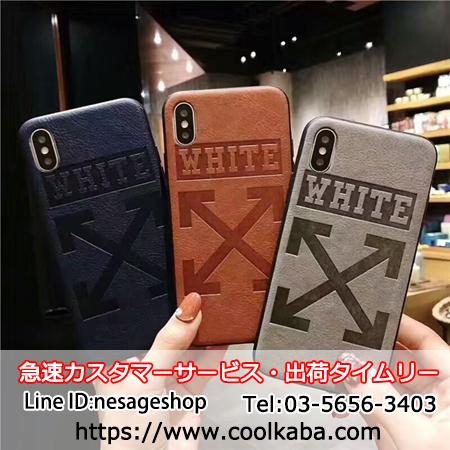 off white アイフォンXsマックスケース レザー製 オフホワイト ...