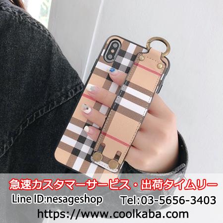 Burberry Iphone11 Xsケース 手持ちベルト付き バーバリーかばー Iphone11pro Max Xr X スマホケース チェック柄