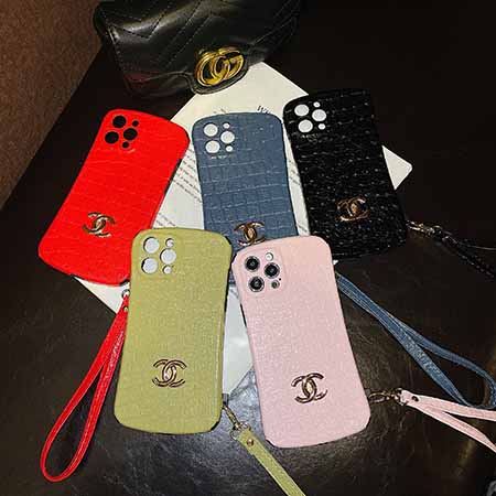 シャネルchanel Iphone12ケース ストラップ付き アイフォン12mini 12proカバー金具ロゴ柄 Iphone11 X 革製 ケース Iphone Xs 8plus携帯ケース お洒落 芸能人愛用