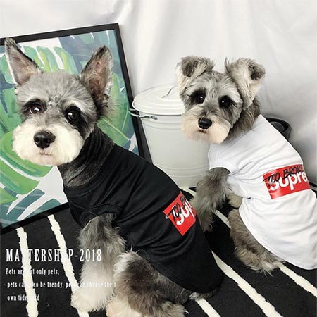 売れ筋 白黒 Tシャツ Supreme コットン 犬tシャツ ファッションブランド シュプリーム 犬のポーツウェア 犬の服 ワンちゃん服 中小型犬 春夏用 ペット用服 パロディ風