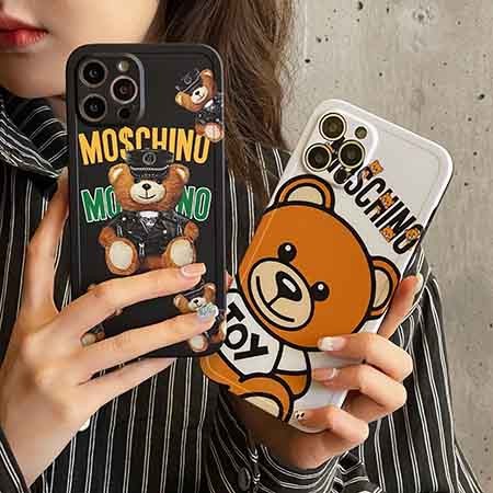 moschino可愛い風 アイフォーン13 pro/13pro max 光沢感 白黒
