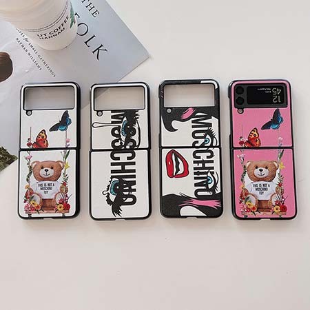 革製moschino Galaxyzfold4携帯ケース 上下開き式 ケース Galaxyzfold3 Moschino ロゴ付きギャラクシー Zflip4 Moschinoケース おすすめ携帯ケースギャラクシーzflip3moschino