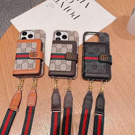 Gucci Galaxy S24/S24Plus携帯ケースレザー製ストラップ 着脱しやすい