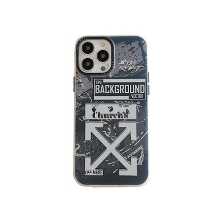 シンプル風 OffWhite iPhone15pro 保護ケース 男性愛用 オフ