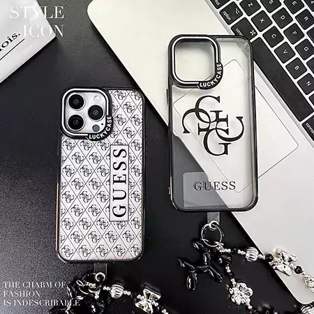 guess 携帯ケース iphone 17pro/17airクリアケース ハンドストラップ付き 落下防止