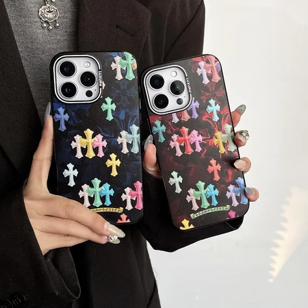 chrome heartsスマホケース iphone16/16proケース アクリル素材 カラフル