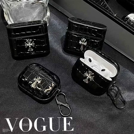 chrome hearts AirPods4ケースワニ柄 レザー ブラック