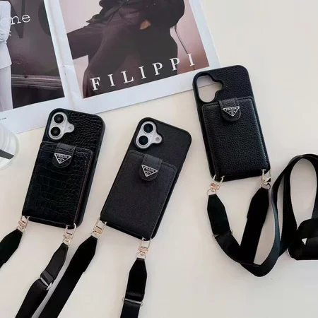 prada スマホ ショルダー iphone16/16promaxケース ストラップ付き 落下防止