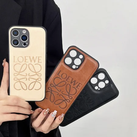 ロエベ iphone17ケース レザー 型押し アナグラム