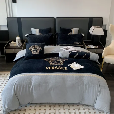 Versace 秋冬 寝具カバーセット おしゃれ ブランド ベルベット ベッド用品