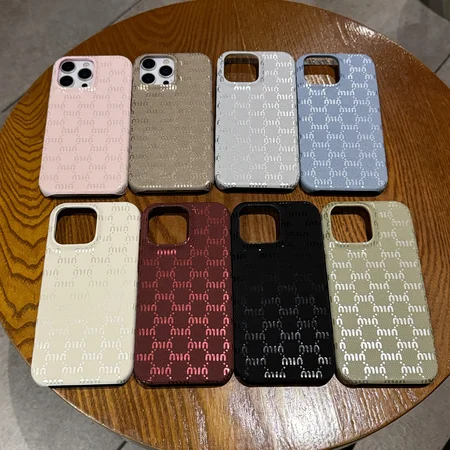 ミュウミュウiPhone17promax/17スリムケース レザー調 レンズ保護