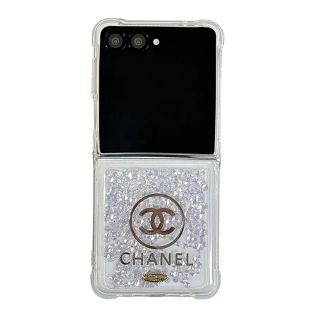 キラキラ Chanel ギャラクシー ZFlip7ケース 折りたたみ型 ラインストーン付き