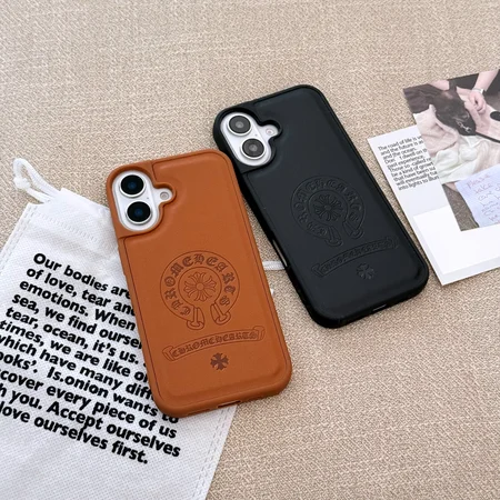 クロムハーツ iphone17 17promax携帯ケース レザー調 型押しロゴ