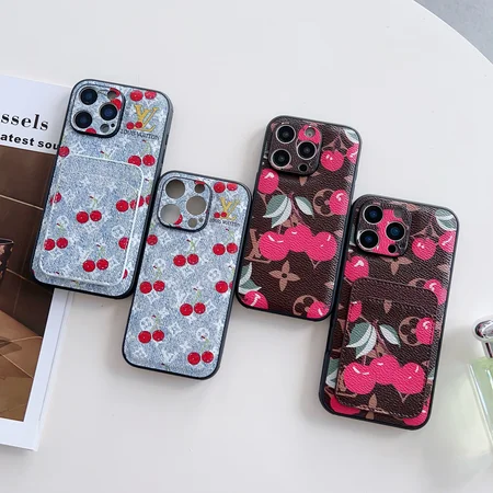 ルイヴィトンiphone17pro/17ケース さくらんぼ柄 レザー カード収納