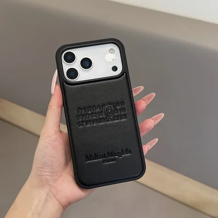MM6 メゾン マルジェラ iphoen17/17promax携帯ケース レザー ロゴ型押し