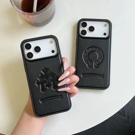 クロームハーツ iphone17/17promaxケース レザー エンボスロゴ