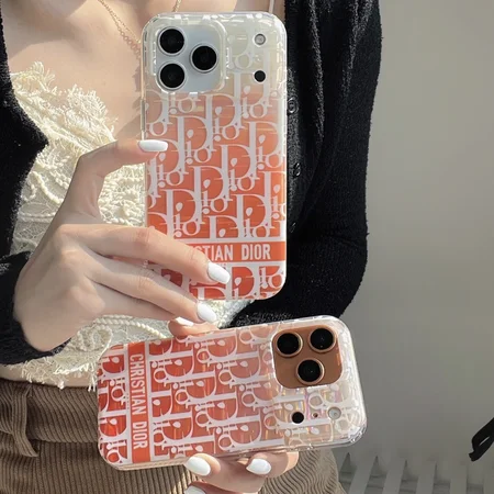 ディオールiphone17/17promax スマホ ケース 光沢感 オレンジ