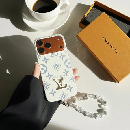 ルイビトン 風 iphone17/17promaxケース  ホワイト ストラップ付き
