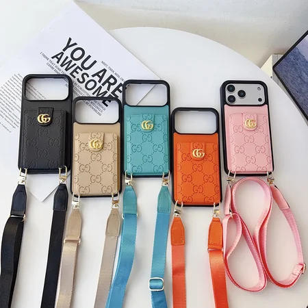 スマホショルダー Gucci アイフォーン 17/17proケース ショルダー カードポケットストラップ付き