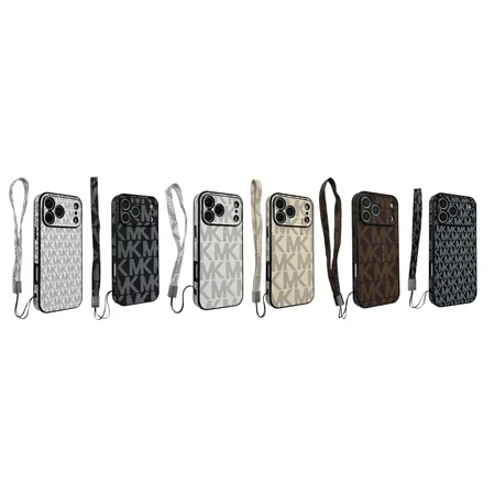 MICHAEL KORS iphone17/17promaxケース レザー ショートストラップ付き 落下防止