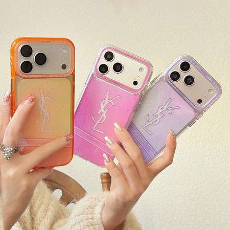 YSL iphone17promax/17ケース アクリル クリア携帯ケース グリッター キラキラかわいい