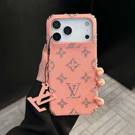 ルイヴィトン オリジナルiphone17/17promaxカバー キラキラ ラインストーン付き ピンク