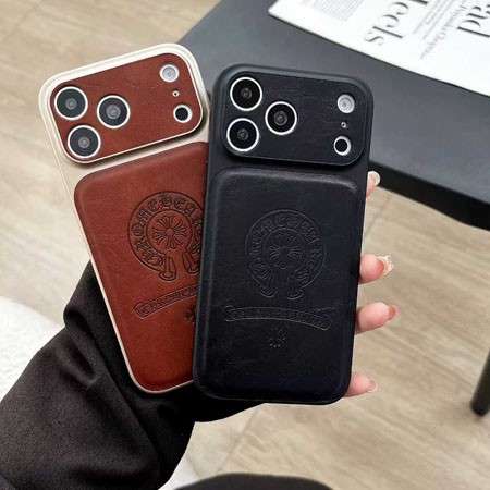 クロームハーツ iphone17promax/17pro携帯ケース エンボスレザー 個性 潮流