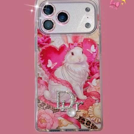 かわいいウサギ ディオールiPhone17/17proスマホケース ピンク レディース