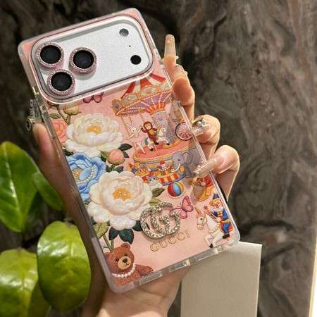 Gucci長方形iphone17/17promaxケース 花柄 動物柄 かわいい 四角保護