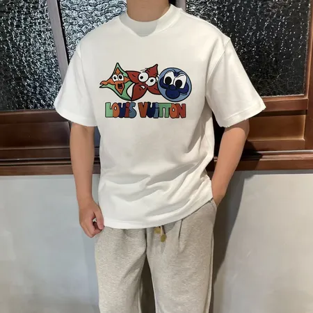 ルイヴィトン ホワイト Tシャツ クルーネック コットン 100％ 白