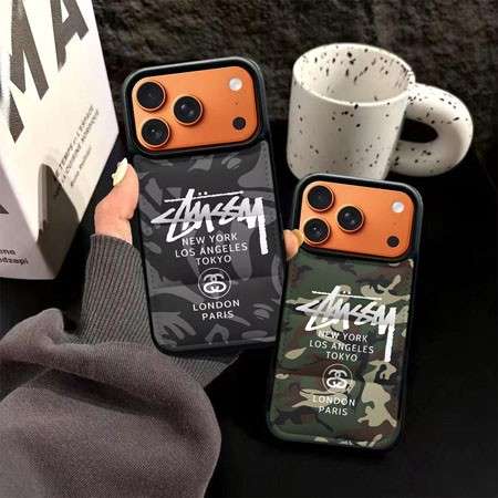 ダウンジャケット風 ステューシー iphone17pro/17 携帯ケース 迷彩柄 ソフト 耐衝撃