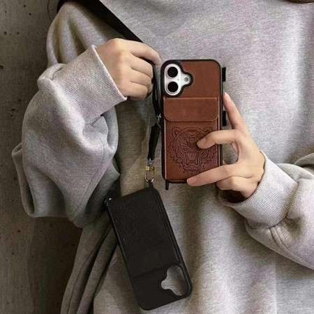 ケンゾー iPhone17ケース 6.3インチ対応 スマホ ショルダー ストラップ ホール 2穴付き