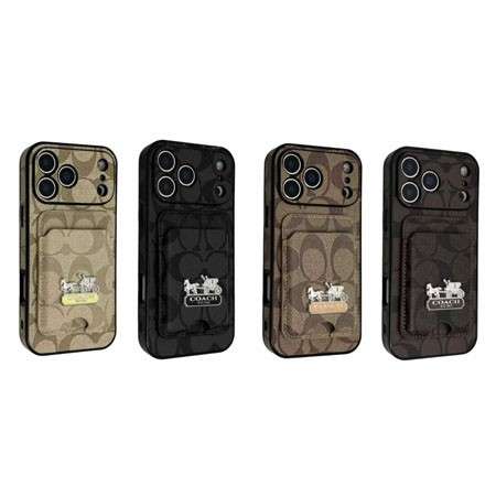 コーチiphone17/17promax携帯ケース イタリアンレザー 背面 MagSafe対応 カードケース 分離式