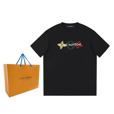 ルイヴィトン Tシャツ 半袖 メンズ レディース コットン 100% ブラック