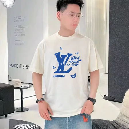 ルイヴィトン 半袖 Tシャツ ホワイト 綿100％ 春 夏 秋 ファッション