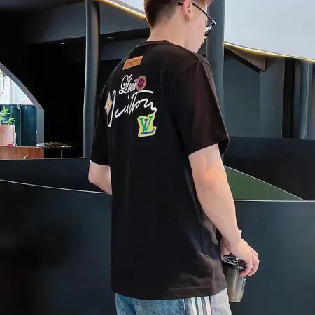 Louis Vuitton フラワーロゴ Tシャツ 半袖 ブラック