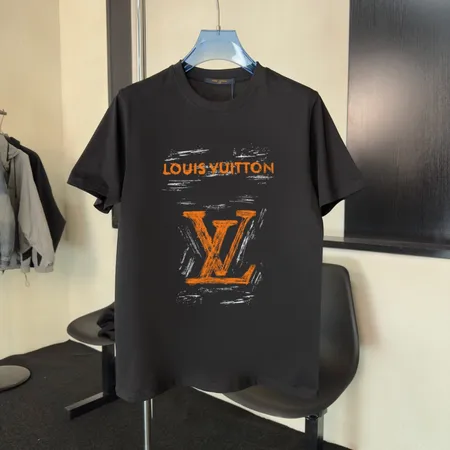 黒 ブラック ルイヴィトン 半袖 Tシャツ メンズ クルーネック  綿100%