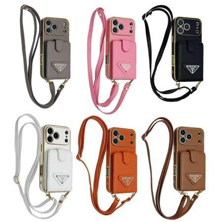 スマホショルダー PRADA iPhone17promaxケース 長いストラップ付き カード収納