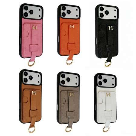 エルメス 風 スマホケース iPhone17/17pro用ケース 背面 カード収納 スライド ベルト付き